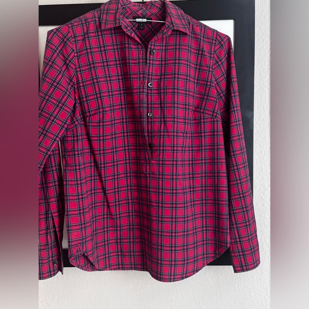 J Crew plaid half button top
